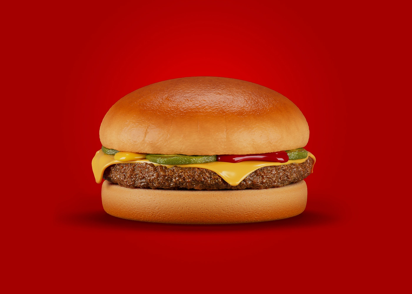 Cheeseburger ingredient and texture detail